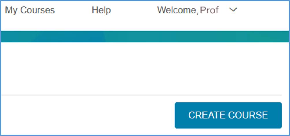 The "Create Course" button is at the top right of the My Courses dashboard.