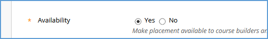 This image shows "Availability" with the "Yes" radio button selected.