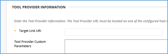 This image shows the "Tool Provider URL" text field populated with the URL provided by Sage.