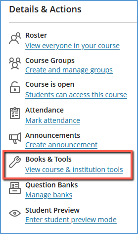 This image highlights the "Books & Tools" section in the left navigation.