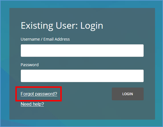 Existing user login fields. The "Forgot password?" link is highlighted.