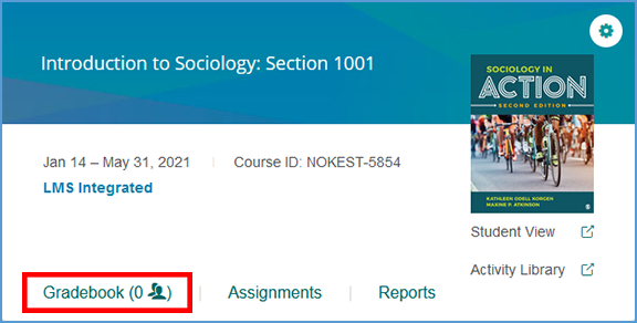 You can access your Vantage gradebook from the course tile on your My Courses dashboard.