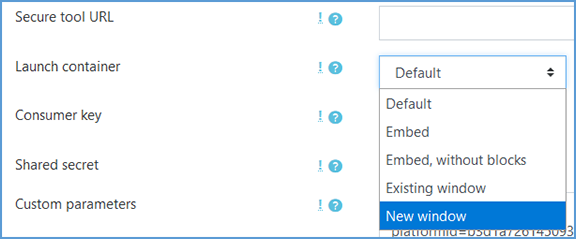 Next to "Launch container," click the dropdown to see the options. Choose "New window" which will open Vantage content in a new browser tab.