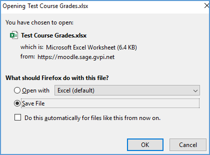 Once you click the download button, your browser may download the file directly to your computer or it may offer you the option to open the file directly in Excel.