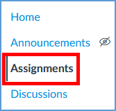 In the left navigation menu of Canvas, Assignments is called out.