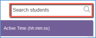 At the top right of the Student Activity page, you can search for a student.