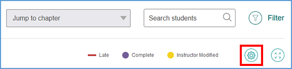 At the top right of the gradebook, clicking the gear icon allows you to access the Grade Display settings page.