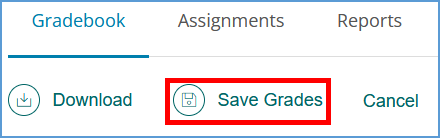 At the top of the gradebook, click "Save Grades" to save any edits you make in the gradebook.