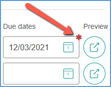 If you have assignments with a different due date than the chapter due date, the chapter Due Date field will have a red asterisk at the top right corner.