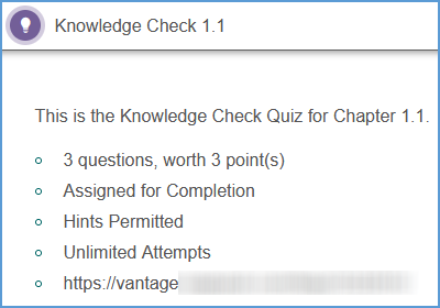 Once an assignment is expanded, a summary of the assignment's current settings appears on the left.