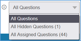 When previewing a Chapter Test, at the top right of the page is a dropdown menu that allows you to filter which questions you see. You can view all questions, all hidden questions or all assigned (non-hidden) questions.