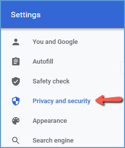 Under Settings, choose "Privacy and security."