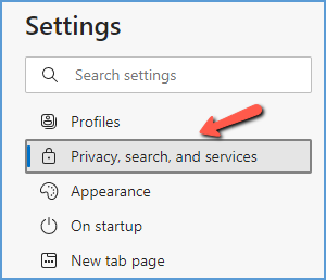 Choose the "Privacy, search, and services" option.