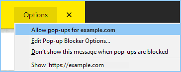 Choose the option to "Allow pop-ups for [site name].