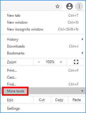 In the menu, click More tools."