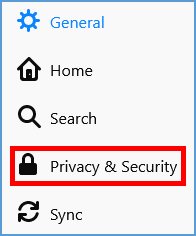 In the left navigation, choose "Privacy & Security."