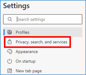 In the Settings menu, click "Privacy, search, and services."