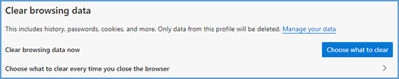 Under the "Clear browsing data section," click "Choose what to clear."