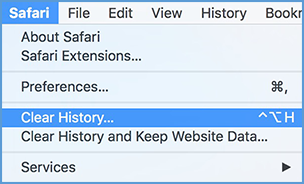 In Safari, click "Safari" in the menu bar then choose "Clear History."