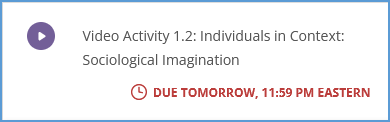 An activity with a pending due is marked with a "Due Today" or "Due Tomorrow" message in red in the "Activities in this Section" area of the sidebar.