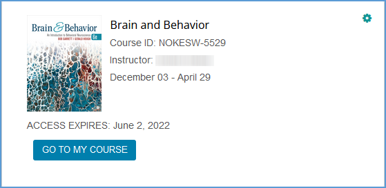 This  image shows an example of a course tile where the grade period is over and the course was purchased. It includes the option to "Go to My Course" along with the expiration date for accessing course materials.